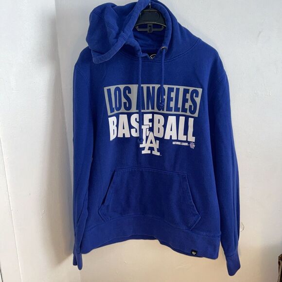 '47 Los Angeles Dodgers Hooded Sweatshirt Womens Large Blue Hoodie Pullover MLB - Picture 2 of 6
